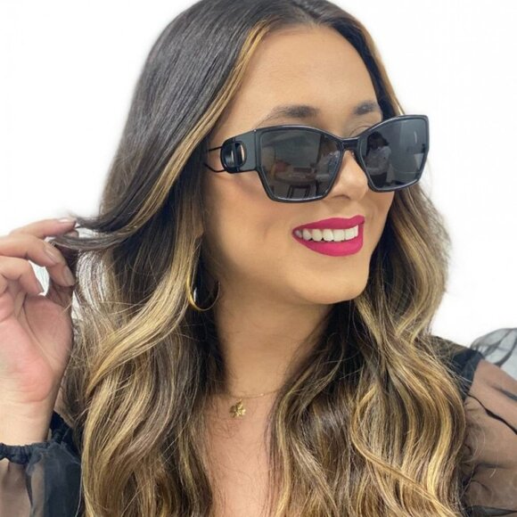 Dior 30MONTAIGNE S2U 14A0 BRAND NEW Sunglasses Black Women Cat Eye Oversized